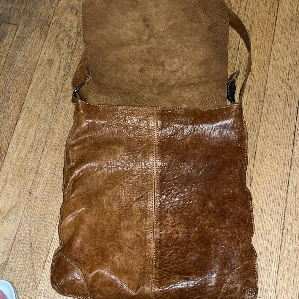 MAXON soft textured leather messenger crossbody bag